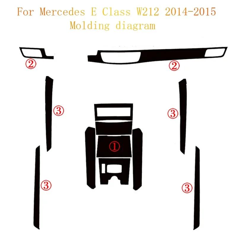 For Mercedes E Class W212 2014-2015Interior Central Control Panel Door Handle Carbon Fiber Sticker Decals Car Styling Accessorie