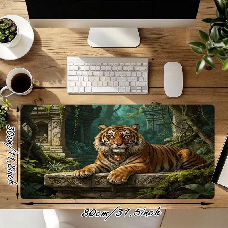 Tiger Temple Xl Gaming Mouse Pad Nonslip Rubber Base Stitched Edge Waterproof Desk Mat For Pc Laptop Gamer Office Computer Accessories C927645