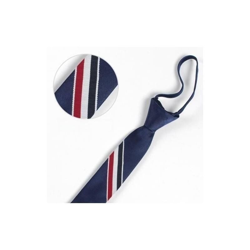 Tiger Head Embroidered Neck Tie For Kids With Striped Wool Material For School Or Casual Wear