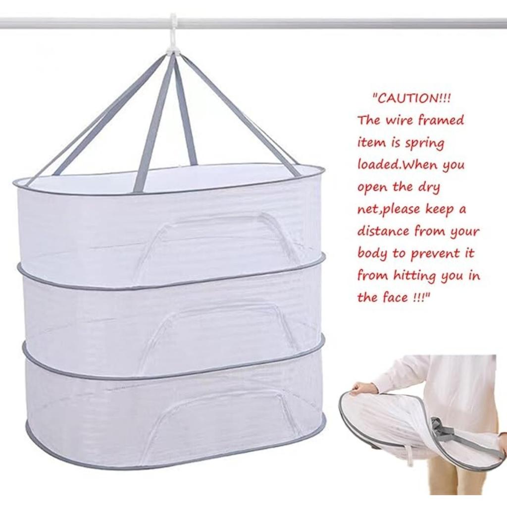 Herb Drying Rack Hanging Mesh Net for Plants Hanging Drying Fish Net Foldable Hanging Mesh Dryer for Buds Hydroponics Flowers Vegetables Clothes Doll