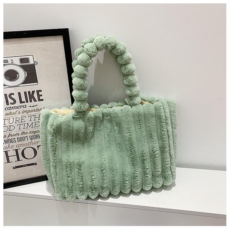 2025 Korean Style Large Capacity Plush Shoulder Bag, Elegant Solid Color, Fashionable & Versatile