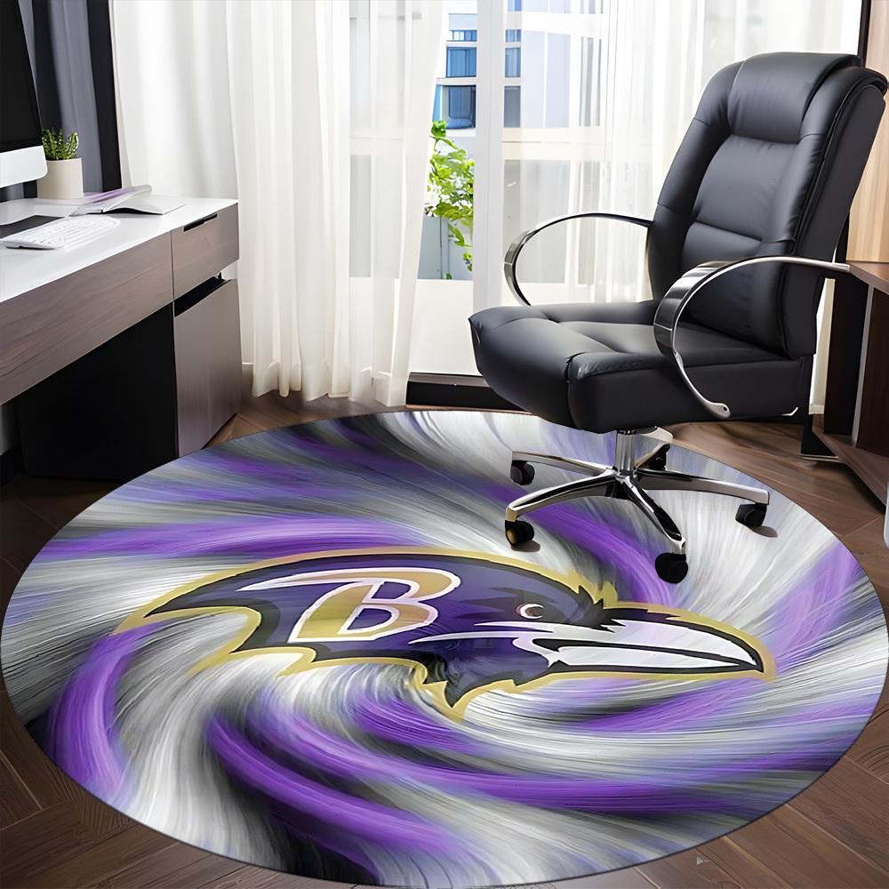 1pc Baltimore Ravens Logo Chair Carpet for Office, Non slip, Soft and Durable Office Rug for Interior Decoration 80cm
