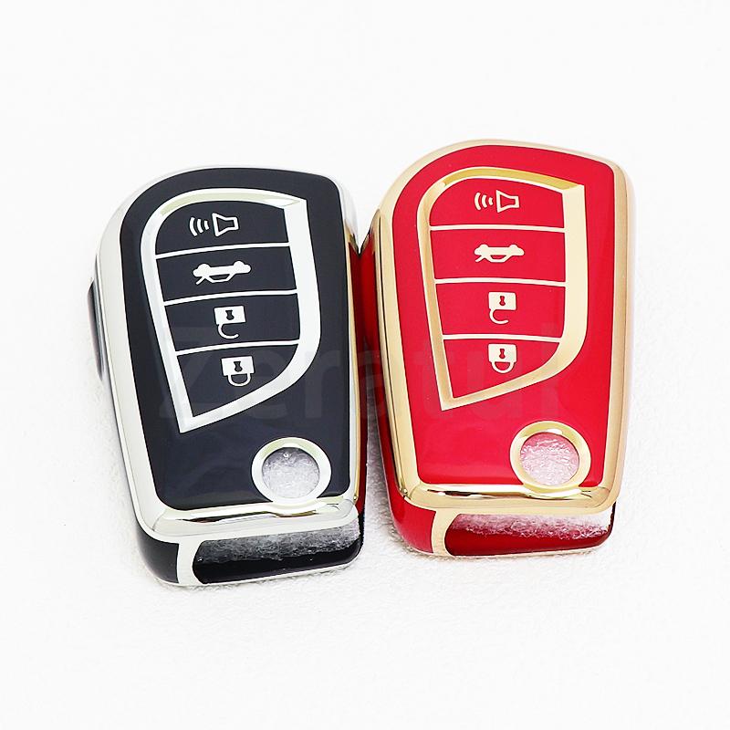 Auto Shell Holder Protector Fob For Toyota Highlander Camry RAV4 Aygo Yaris Keychain 4 Button Soft TPU Car Flip Key Cover Case