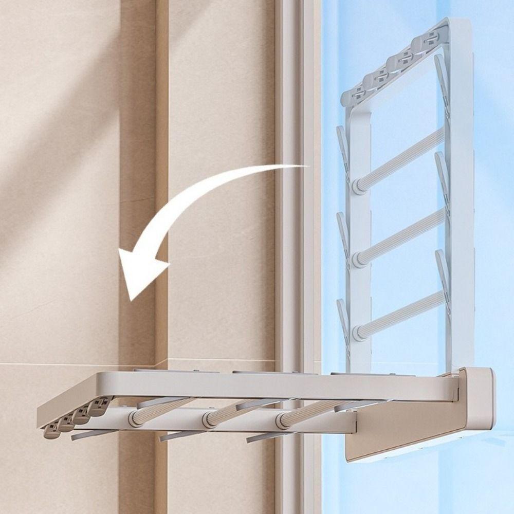 Windproof Folding Drying Rack Plastic Wall Mounted Clothes Dryer Underwear Drying Rack  Indoor