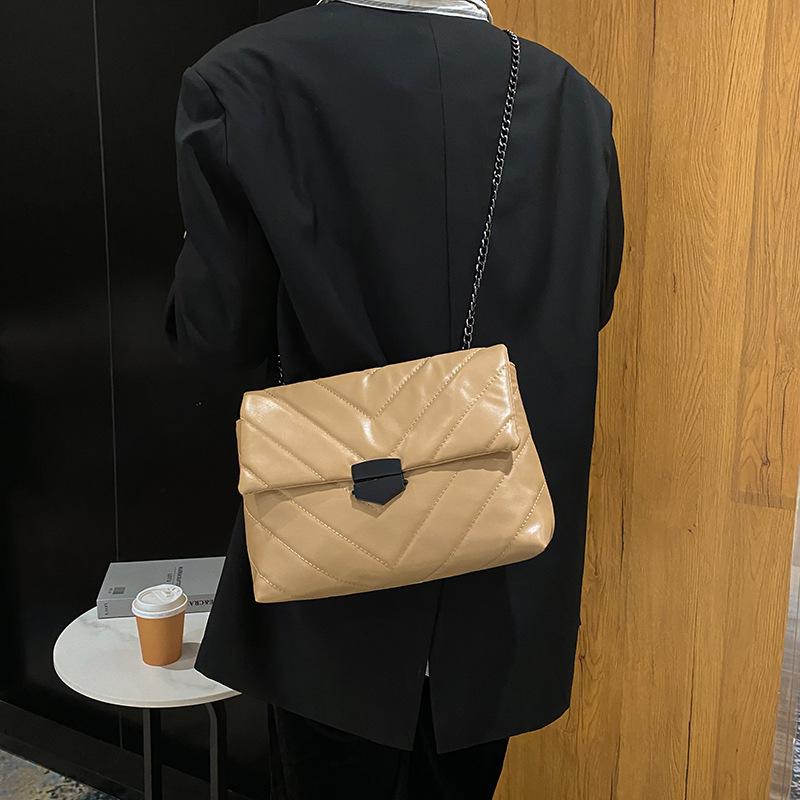 Trendige Retro-Damen-Achseltasche 2025 neue einfache Mode-Kette Umhängetasche ausländischer Stil Rauten-Schulter kleine quadratische Tasche