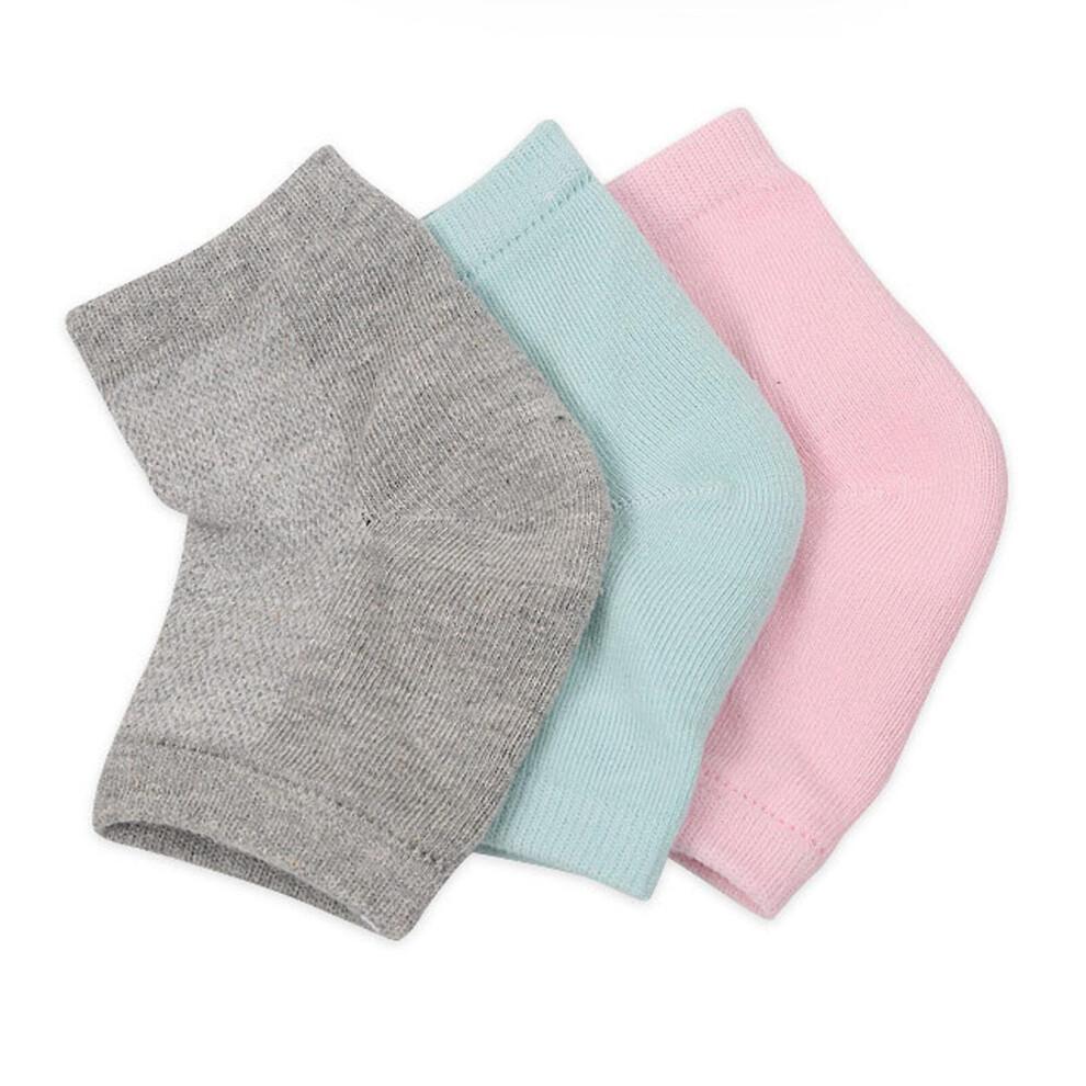 (Gray) Heel Anti Crack Sleeve With Gel Moisturizer For Overnight Treatment - Gray Half Socks