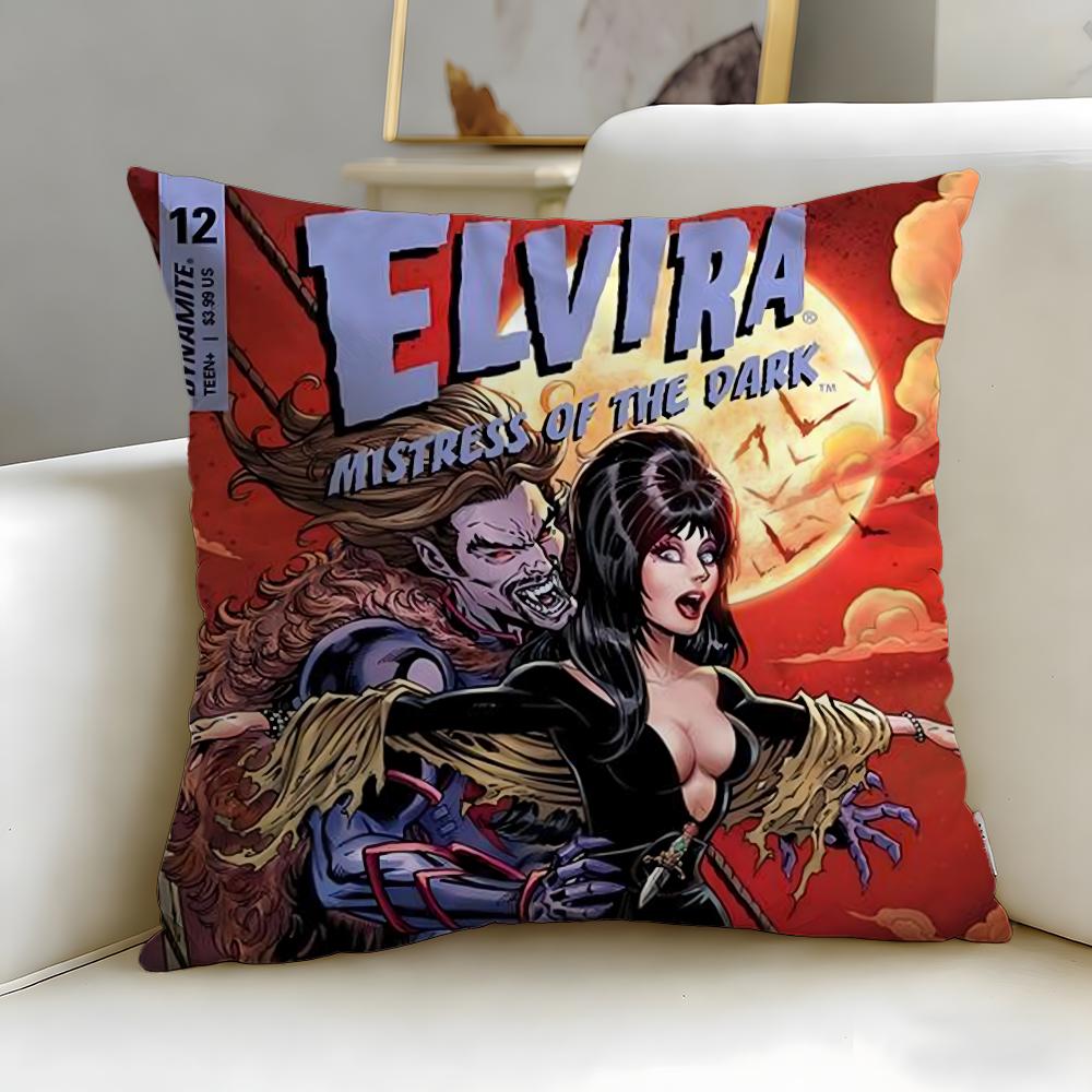 classic movie character Elvira Cushion Cover Soft  EasyWash Pillow Case  Versatile for Couch Bed Travel and Office