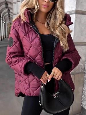 Veste en coton matelassée losanges à capuche ample Automne/Hiver