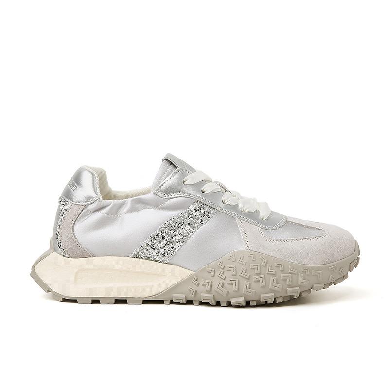 Silver Platform Heightening Shoes Casual Sports Versatile Grandma Shoes Little White Shoes