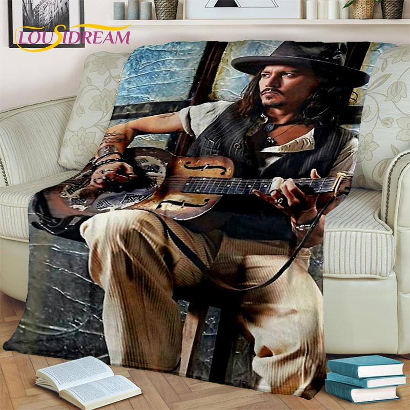 3D-Druck-Serie Johnny Depp Decke, Weiche Überwurfdecke für Zuhause Schlafzimmer Bett Sofa Picknick Reise Büro Ruheabdeckung Decke Kinder