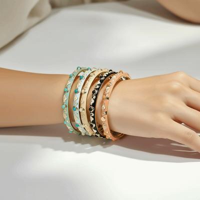 Enamel Chinese Cloisonne Bracelet Ethnic Style Vintage Flower Texture Bracelet Open Cuff Classic Glazed Bangle Women's Jewelry