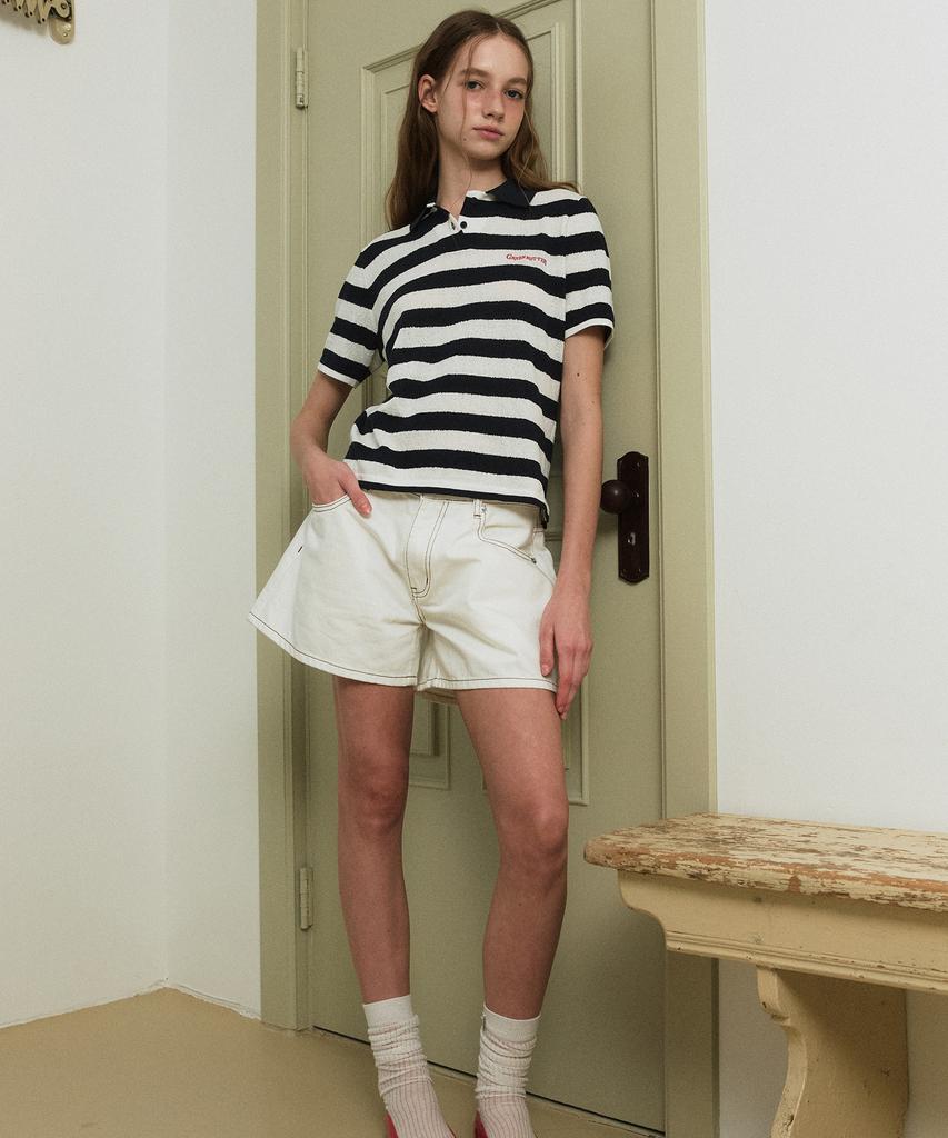 GREENBUTTER Stripe Collar Knit (Ivory/Navy)