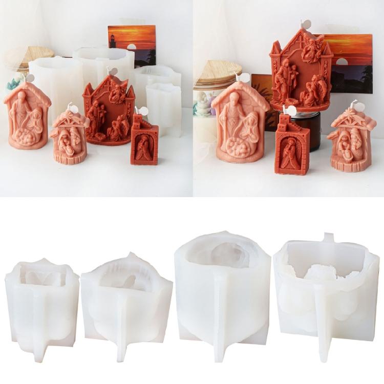 Jesuses Family Candle Molds Casting Molds Silicone Mould for Table Decorations