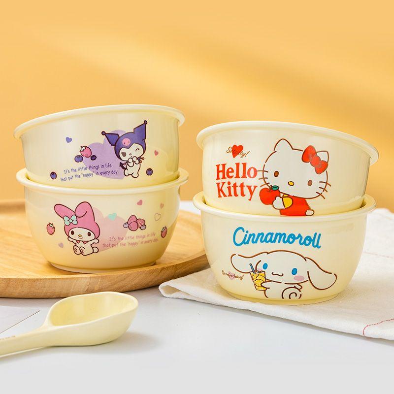 Kawaii New Sanrio Hello Kitty Cream Ceramic Rice Bowl Cute and high-value ceramic tableware bowl Kulomi ceramic bowl  Gifts Toys