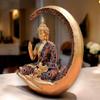 Inaugurazione Casa - Ufficio - Regalo - Statuetta Decorativa Buddha in Poliresina (9 Pollici / 23 cm, Oro Multicolore)