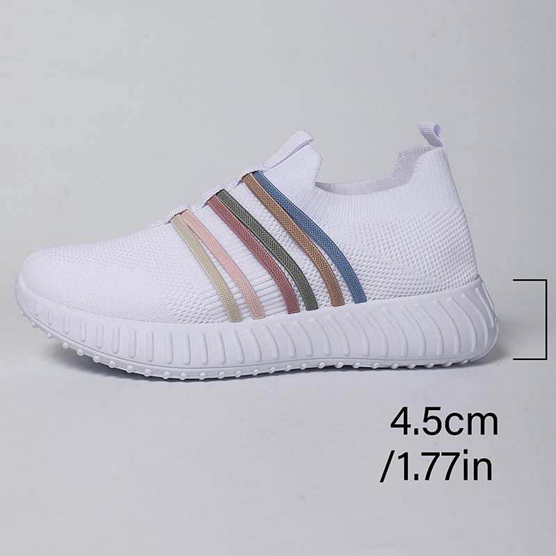Fashion Breathable Knitted Casual Sneakers for Women 2025 Comfort Slip On Soft Sole Flat Shoes Woman Plus Size Non Slip Walking Shoes