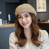 Korean Style Hollow Out Forward Cap Solid Color Vacation Beach Hat Woven Sun Beret Cap  Daily