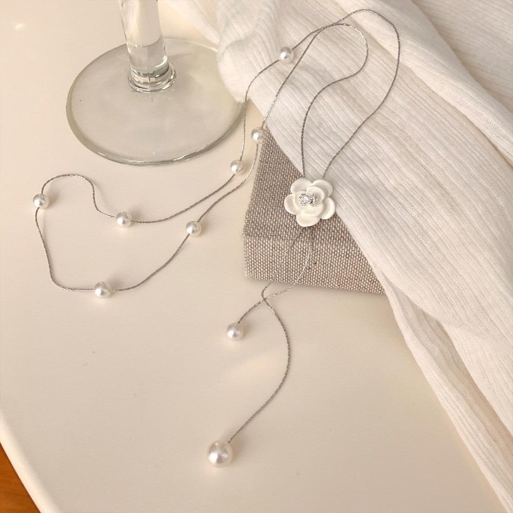 

Charm Butterfly Necklace Flower Tassel Collarbone Chain Sweater Chain Pearl Choker Girls Style B