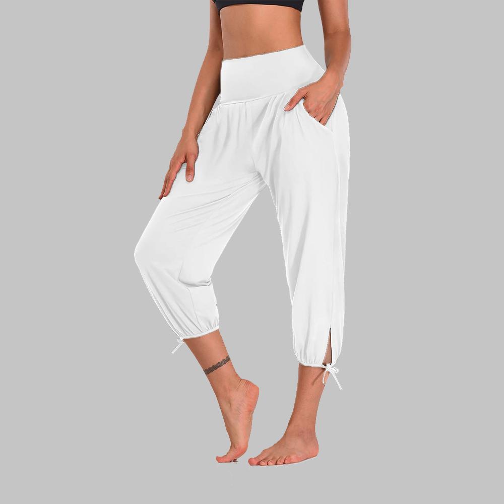 

Женские леггинсы, штаны для йоги, фитнеса на открытом воздухе, спортивные штаны, повседневные, для пробежек, тренировок, с высокой эластичной талией, длиной до икр, с карманами XL белый