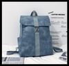 Schoolbag Retro Backpack Male PU Leather Backpack Female College Student Simple School Bag Campus Computer Bag Large Capacity Travel Bag