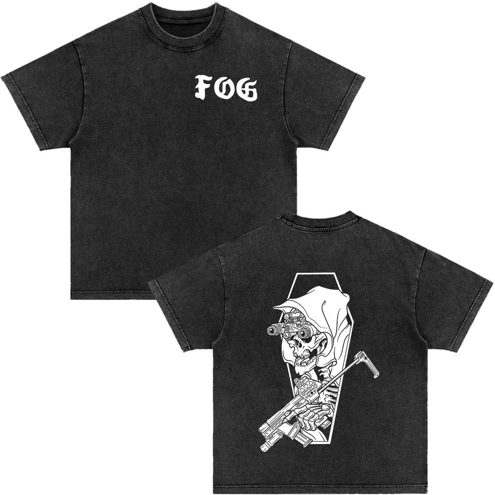 Forward Observations Group Be Seeing You Washed Vintage T-shirt Skeleton Graphic Punk Gothic T-Shirts Men Women Oversized Tshirt