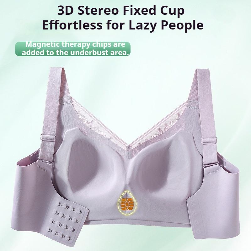 Gypsophila Lifting Seamless Gathered Side Plus Size Underwear Soft Support Adjustment Sexy Lace Bra