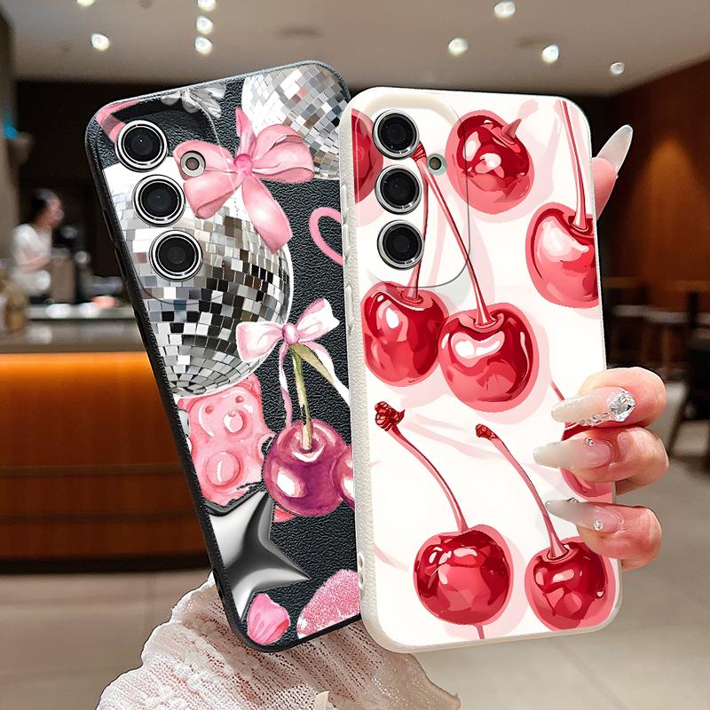 Lovely Cherry Fruits Print Case For Samsung A18 A57 A37 A17 A56 A36 A26 A16 A55 A35 A25 A15 A54 S21 FE S22 S23 S24 Plus S25 S26 Ultra Soft Cover