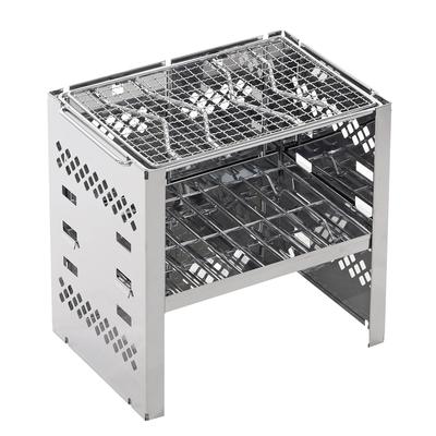 Captain Stag BBQ Bonfire Smart B5 3 Adjustable Stainless with Silver UY-7021 Stove, Stand, 3-in-1, Folding, Kamado, Grill, Type, Levels, Steel, Bag,