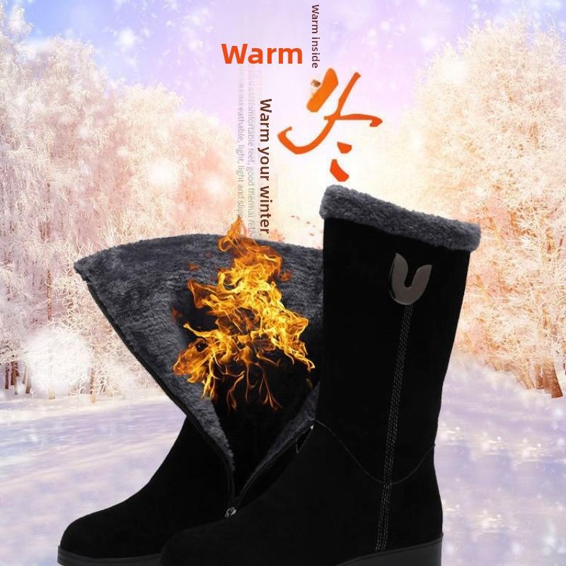 Winter Boots for Women Fluffy Fur Snow Boots Fashion Mid-calf Winter Boot Side Zip Mid-calf Cotton Shoes Women Platform Booties