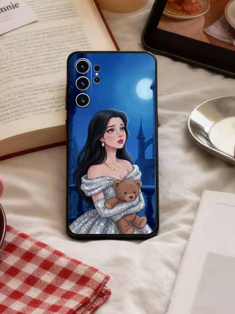 T-Rapunzel Princess Phone Case For Samsung S26,S25,S24,S23,S22,S30,S21,Ultra,Plus,FE 5G Black Soft Cover