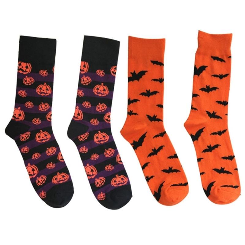 Novelty Funny Socks Festive Halloween Crew Socks Colorful Cotton Booties Socks Creative Pumpkin Bat Print Ankle Socks