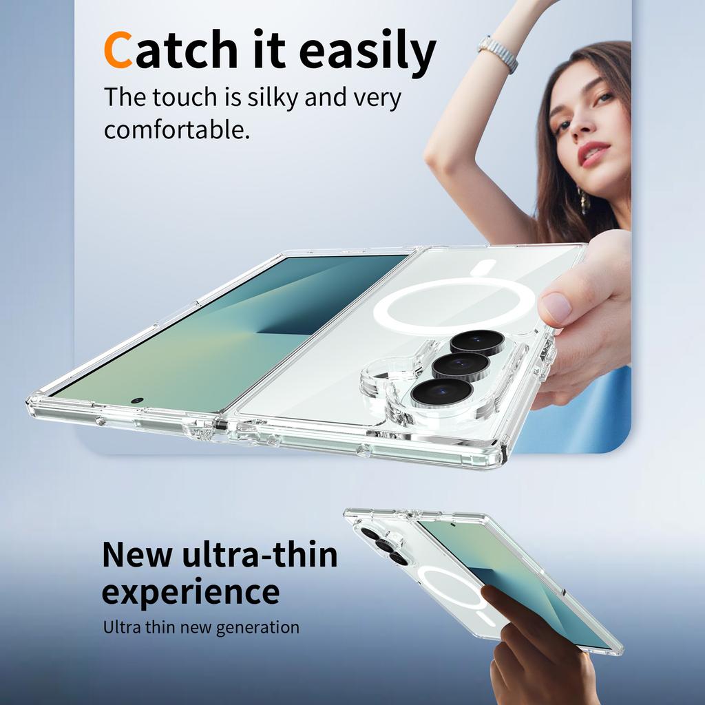 Case for Samsung Galaxy Z Fold 8 Ultra Clear Magnetic Wireless Charging Foldable Reinforced Toughness PC Hard Cover