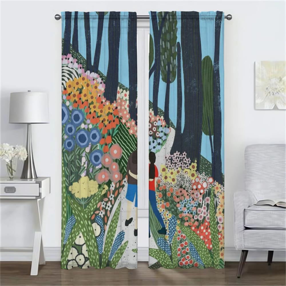 Window Curtain for Room 2 Panel Italian Art Blackout Curtains Tulle for Bedroom Halloween Decoration Shades Partition Living