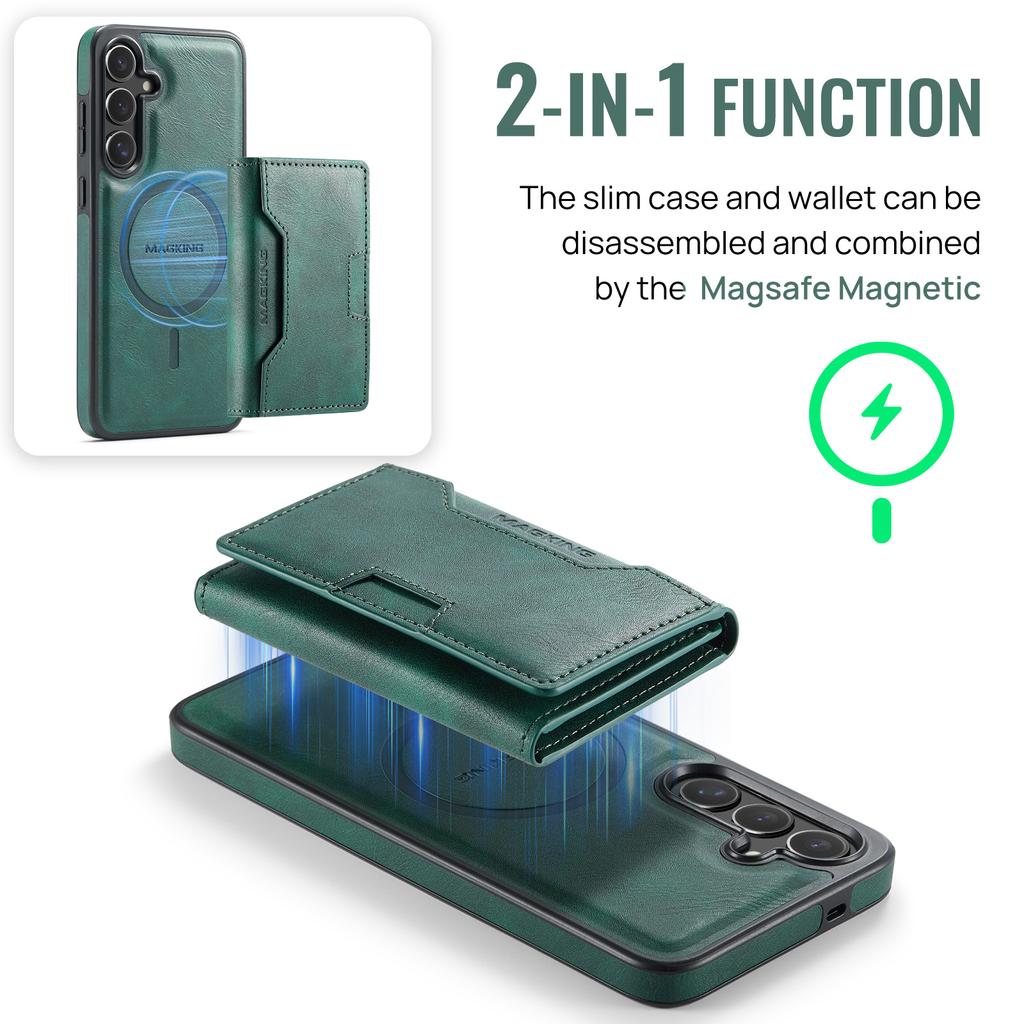 For Samsung Galaxy S25+/S24+ Case Multi Card Slots Zipper Leather Phone Cover with Shoulder