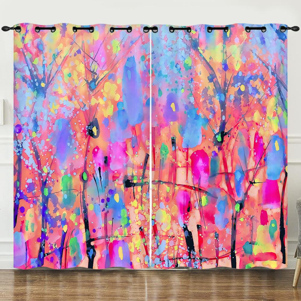 Vorhang Graffiti Blumen Und Pflanzen 3D Digitaldruck Verdunkelungsvorhang Ösen