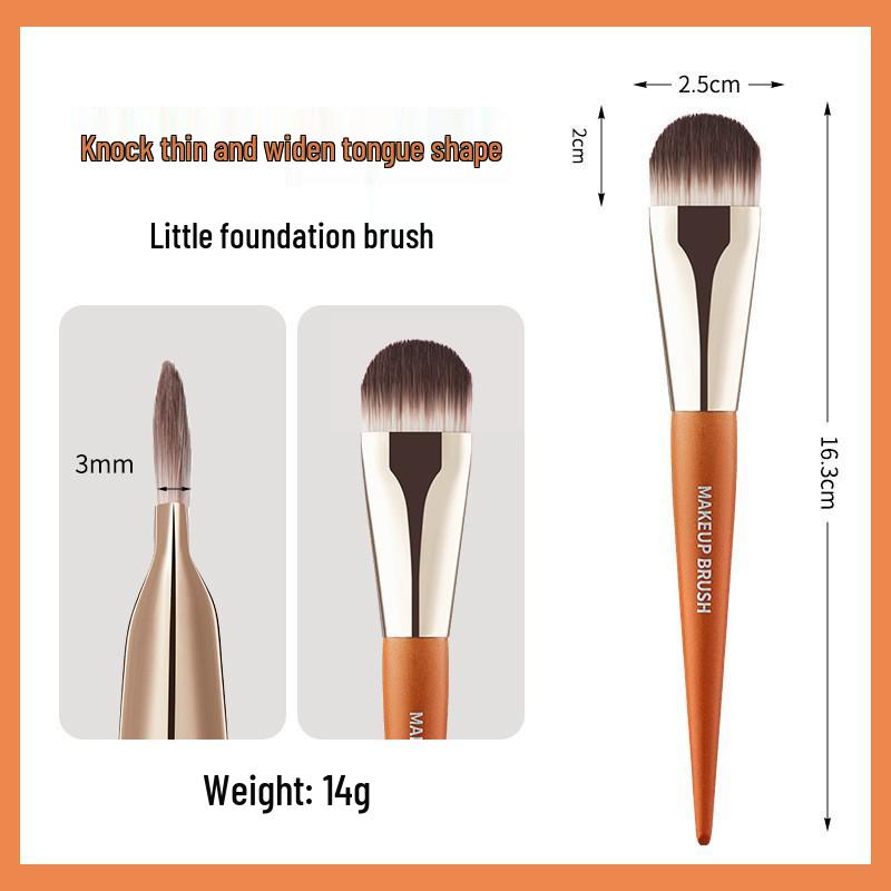 GECOMO Seamless Tongue-Shaped Foundation Brush: Thin, Flat-Head for Flawless Application, Ideal for Base Makeup and Masks, Non-Absorbing.