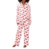 2 Stück/Set Valentinstag Pyjama Schleifendruck Revers Knopfleiste Langarmhemd