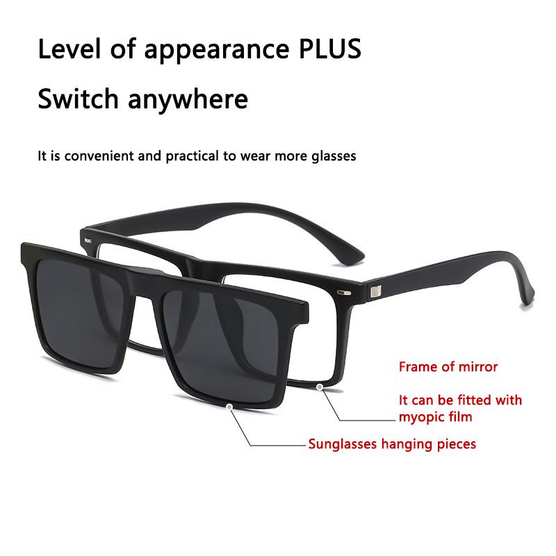 6 In 1 Men Women Optical Magnetic Sunglasses Clip Magnet Clip on Sunglasses Polaroid Clip on Sun Glasses WIth Box