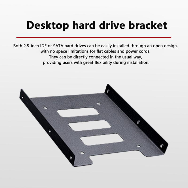 Black 2.5" Skids For Ssd To 3.5" Bay Caddy Tray Hard Drive Hdd Metal Mounting Dock Tray Bracket Adapter Converter Enclosure