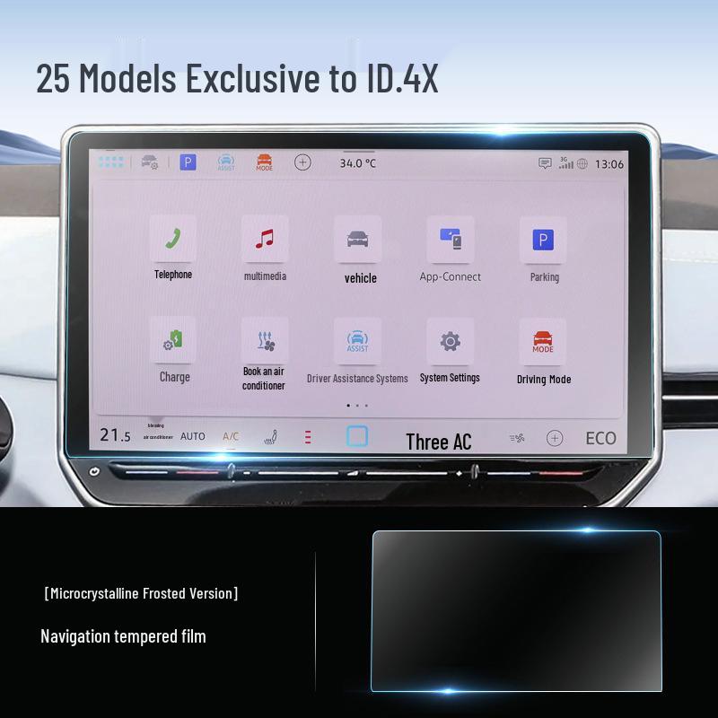 Volkswagen ID4X CROZZ Tempered Glass Screen Protector & Central Control Film for Interior Decoration