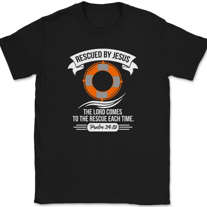Rescued By Jesus T-Shirt Christian Religious Praise Worship Bible Tee M