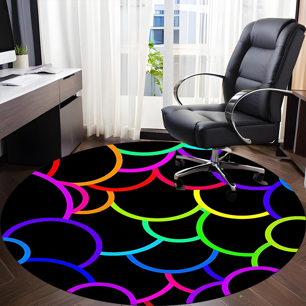 1pc Circle Pattern Carpet, Round Non Slip Durable Large Size Office Carpet, Suitable for Office