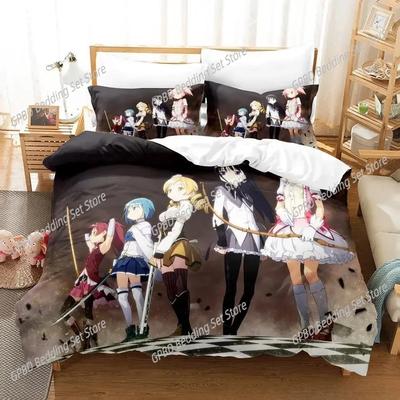 Puela Magi Madoka Magica Zestaw pościeli Sypialnia Miękkie Nowoczesne Narzuty Wygodne Dzieci Dzieci Miękka Poszewka na Kołdrę Wygodna Poszewka na Kołdrę I Poszewka na Poduszkę