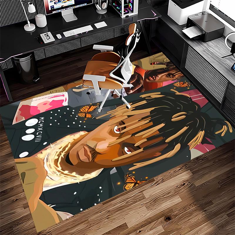 1pc Juice WRLD Print Area Rug - Soft, Washable Non-Slip Indoor Mat for Office Chairs, Living Room, Home Office Decorative Rug