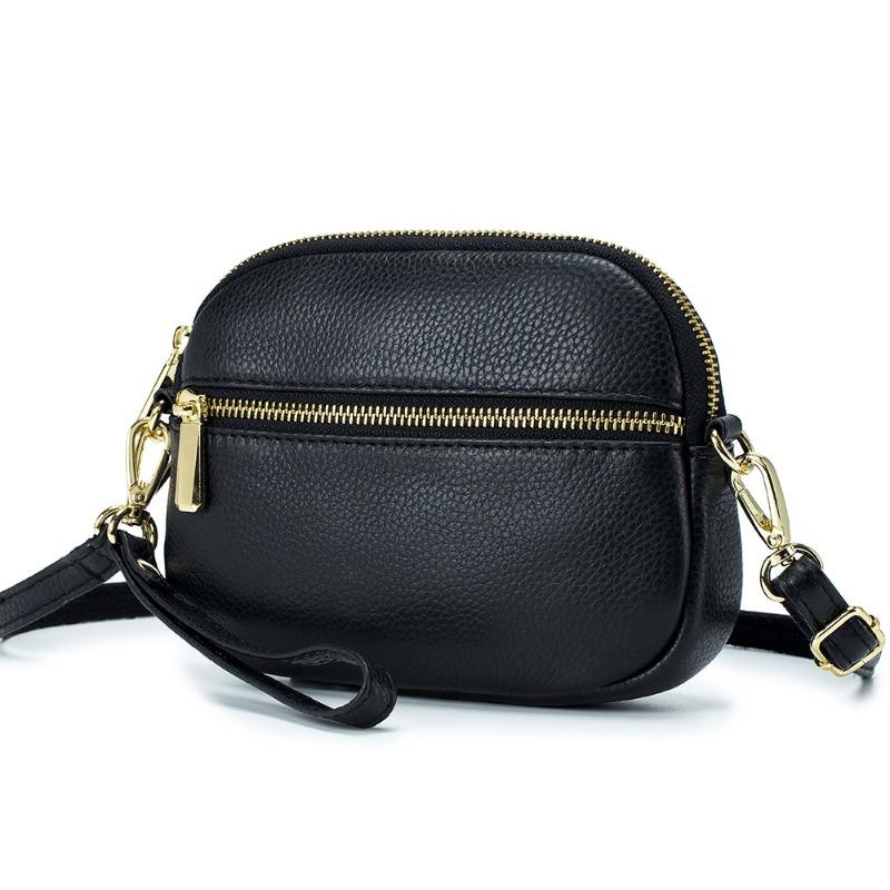 

New leather mobile phone small bag mini women s bag solid color simple messenger bag portable clutch bag shoulder bag casual чёрный