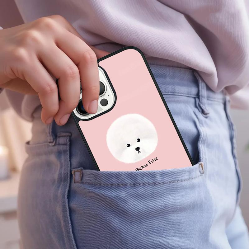 Cute Cartoon Bichon Frise Phone Case For iPhone 17 Air 15 16e 14 13 Pro Max Coque 12 11 Pro Max PLUS cover