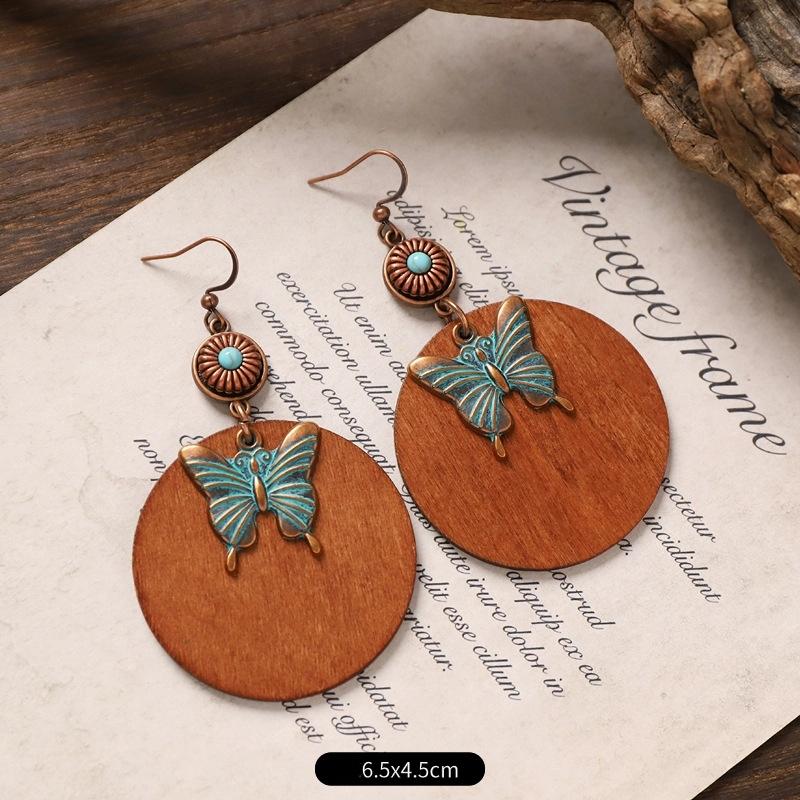 Vintage Ethnic Unique Brown Earrings for Women Bohemian Unusual Geometric Tassel Water Drop Earring Female Jewelry