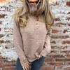 2025 Herbst Winter Neuer Damen Rollkragen Strickpullover Einfarbig Knopf Locker Lässig Pullover