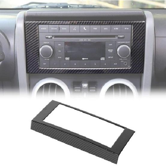 Center Console CD Panel Decor Cover for 2007-2010 Jeep Wrangler JK Carbon Fiber