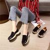 Damen Plateau-Loafer, lässig, elegant, schwarz, zum Reinschlüpfen, dicke Sohle, Shake-Schuh, Übergröße, Sneakers, Sportschuhe